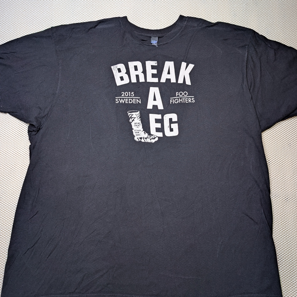 Tultex Black Graphic 'Break A Leg' Foo Fighters Tee